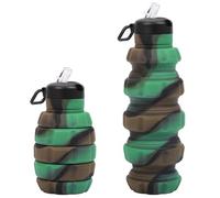 Belle Vous Camouflage Collapsible Silicone Water Bottle - 500ml/17oz Foldable BPA-Free & Leakproof Bottle - Reusable Portable Cup Suitable for Camping, Hiking, Gym, Sports, Travel & Outdoor Activities