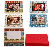 Belle Vous Christmas Photo Card (36 Pack) - Personalised Christmas Photo Frame Greeting Card for 5 x 7 Inch Photos with Envelopes - Christmas Gift Photo Insert Cards for Family & Friends