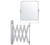 BELLE VOUS Chrome Wall Mounted Extendable 360° Swivel Mirror - 3X Magnification - 15.5 x 18.5cm/6.1 x 7.3 inches - Double Sided Rotating Stainless Steel Bathroom Vanity Mirror for Makeup and Shaving