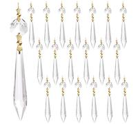 Belle Vous Clear Crystal Icicle Chandelier Pendants (20 Pack) - 11.5cm/4.52 Inches - Hanging Decoration Beads for Chandeliers, Prisms, DIY Suncatcher Parts, Wedding/Christmas Party & Garlands