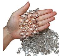 BELLE VOUS Clear Glass Crystal Chandelier Bead Chain Garland (6 Pack) - 1m/3.28 ft Garland Strands with 1.9cm Octagon Beads - for DIY Craft, Wedding/Christmas/Party Decorations, Jewellery and Lamps