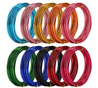 Belle Vous Colourful Aluminium Jewellery Making Craft Wire (10 Pack) - 10 Gauge - 5m/16.4 ft Rolls - 10 Colours - Flexible Metal For DIY, Artistic Floral Crafts, Beading and Model Making
