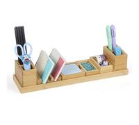 BELLE VOUS Desk Organiser with 6 Adjustable Compartments - Tidy for Office Accessories - Storage Stationery Organiser Caddy