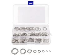 Belle Vous External Tooth Star Lock Washers Kit (300 Pieces) - Assortment of Sizes M2.5, M3, M4, M5, M6, M8, M10, M12-304 Stainless Steel External Quick Locking Starlock Fasterner Set