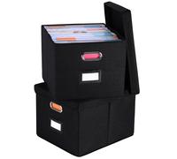 BELLE VOUS File Organiser Box Set (2 Pack) - Document Storage Filing Boxes - Filing Systems for Home Office - Suspension File Boxes/Hanging File Boxes