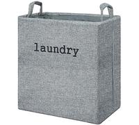 Belle Vous Foldable Fabric Laundry Basket - 35L Collapsible Clothes Bin Hamper with Carry Handles - Folding Portable Washing Bag for Bedroom, Bathroom or Laundry Room - Grey