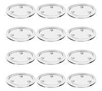 Belle Vous Glass Candle Holders/Candle Plates (12 Pack) - 10cm Glass Candle Plates for Votive Tealights - Candle Dish/Tray Plates for Weddings, Spas, Parties, Home Decor & Table Centrepieces
