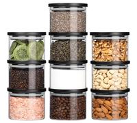 Belle Vous Glass Food Storage Jars (10 Pack) - 160ml/5.4oz Containers with Airtight Lids for Kitchen/Pantry Organisation - Glass Canisters for Spice, Sugar, Coffee & More