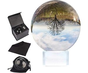 Belle Vous K9 Crystal Ball 80mm - 8cm Photography Ball with Crystal Stand, Velvet Pouch, Microfiber Cloth and Gift Box - Clear Lens Sphere for Photos - Glass Ball Globe also for Meditation & Healing