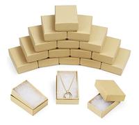 Belle Vous Kraft Polyester Filled Jewellery Box (100 Pack) - 5.6 x 8.2 x 2.6cm / 2.2 x 3.23 x 1.02 inches - Brown Cardboard Gift Boxes for Jewellery Display/Packaging, Necklaces, Earrings or Bracelets