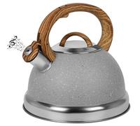 Belle Vous Light Grey Whistling Tea Kettle - 3L Tea Pot for Stovetop/Induction Hob - Stainless Steel Hot Water Camping Kettle Teapot for Tea/Coffee