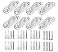 BELLE VOUS M5 Stainless Steel Pad Eye Plate Hooks with Screws (8 Pack) - Heavy Duty U-Shaped Wall/Ceiling Mount Rectangle Staple Hook (50 x 17mm) - Holds up to 40kg - Hardware Ring Hooks for Hanging