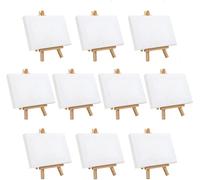 Belle Vous Mini Easel with Art Canvas 10pcs - L10 x W10cm - Pre-stretched Canvas