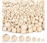 BELLE VOUS Natural Unfinished Wooden Craft Balls (1000 Pack) - 7 Assorted Sizes - Mini Round Wood Beads with Holes - for DIY Projects, Jewellery Making, Home/Party Decoration, Arts and Crafts
