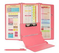 Belle Vous Pink Foldable Nursing Clipboard with 3 Layers - Aluminum Folding Clipboard with Medical Edition Cheat Sheets for Students, Nurses & Doctors