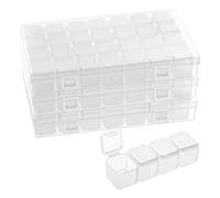 BELLE VOUS Plastic Diamond Dot Painting Storage Box with 28 Grids (3 Pack) - Transparent Organiser Boxes - Container Case Set for Craft, Embroidery, DIY Nail Art, Jewellery, Beads and Diamonds