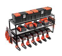 BELLE VOUS Power Tool Organizer Wall Mounted - Garage Wall Tool Storage Rack/Drill Holder - Tool Shelf/Charging Station - Utility Storage Rack