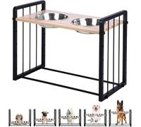 Belle Vous Raised Dog Bowl Stand - 2 Steel Bowls With Adjustable Feeding Station - Elevated Non-Slip Feeder