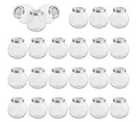 BELLE VOUS Round Clear Small Glass Storage Jars with Lids (24 Pack) - 50ml / 1.5 oz Mini Jam Jar Set - Mason Bottles for Herbs,Spices, Baby Food, Yogurt, Jelly and Honey - Favours for Weddings