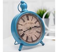 BELLE VOUS Silent Vintage Desk Clock - 23 x 15cm (9 x 6 inches) - Antique, Battery Operated, Non-Ticking, Analogue Clock for Bedside Table, Living Room or Office - French Farmhouse Design