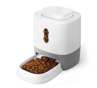 Belle Vous Slow Pet Feeder/Pet Food Dispenser - Dog/Cat Food Dispenser Slow Feeder with Window - 0.5L Dog Feeder/Cat Feeder for Dry Food - White/Grey