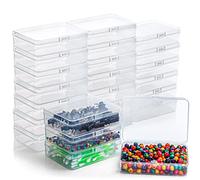 BELLE VOUS Small Clear Plastic Storage Box Containers with Hinged Lid (24 Pack) - L11.5 x W8.5 x H2.8cm / 4.53 x 3.35 x 1.1 Inches - Mini tub Boxes for Pills, Beads, Jewellery & Craft Items