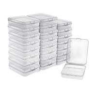BELLE VOUS Small Clear Plastic Storage Box Containers with Hinged Lid (24 Pack) - L11.5 x W9.2 x H2.8cm / 4.53 x 3.62 x 1.1 Inches - Mini boxes for Pills, Beads, Jewellery & Craft Items