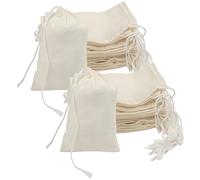 Belle Vous Small Drawstring Muslin Bags (50 Pack) - Plain Tote Bags to Decorate - Natural Cotton Canvas Bag Bulk Set for Produce Storage, Crafts & Gifting