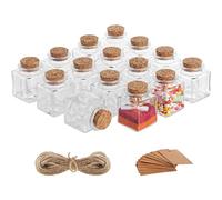 BELLE VOUS Small Glass Jars with Lids - 50ml Mini Bottles for Wedding Favours - Small Glass Bottles with Cork Stoppers, Label Tags & Twine - Mini Jars for Storage