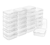 BELLE VOUS Small Plastic Containers with Lids (24 Pack) - Clear Plastic Storage Boxes with Hinged Lids - Bead Storage Box for Pills, Beads, Jewellery & Craft Items