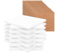Belle Vous Square White Ceramic Coasters (12 Pack) - 10 x 10cm / 3.94 x 3.94 Inches - Unglazed Coaster Blanks Tiles & Cork Backing Pads - DIY Crafts, Acrylic Pouring, Alcohol Ink & Art Projects