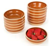 BELLE VOUS Traditional Tapas Bowl Set (12 Pack) - 175ml Ceramic Serving Bowls/Sauce Dishes - Terracotta Cazuelas Dish Set for Snacks, Desserts and Soy