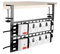 Belle Vous Under Desk Cable Management Panel - Black Cable Management Tray for Computer Desk - Office Desk Cable Tidy/Wire Management Cable Rack Clamp