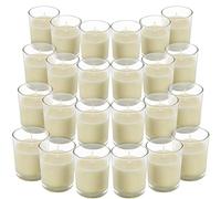 Belle Vous Unscented Clear Glass Filled Votive Candles (24 Pack) - 12 Hour Burn Time - Clear Glass Holders with Hand Poured Warm White Wax Candles - Ideal for Weddings, Spas, Aromatherapy & Home Decor