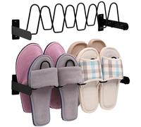 BELLE VOUS Wall-Mounted Slipper Rack Organisers (2 Pack) - Shoe Storage Holder Rack - Multifunctional Slipper, Sandal & Shoe Rack for Bathroom/Kitchen