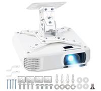 BELLE VOUS White Universal Ceiling Mount for Projector - Holds 23-35cm/9-14 Inches & 8kg/17.6lbs - Aluminium Alloy Ceiling/Wall Bracket with Tilt/Swivel - Projector Mount with Arms