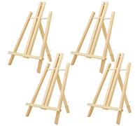 Belle Vous Wooden Tabletop Art Display Easel (4 Pack) - 40cm/16 Inches - Natural Pine Wood Tripods for Displaying Canvas Paintings, Kids Arts & Crafts and Frames