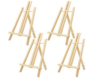 Belle Vous Wooden Tabletop Art Display Easel (4 Pack) - 40cm/16 Inches - Natural Pine Wood Tripods for Displaying Canvas Paintings, Kids Arts & Crafts and Frames