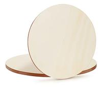 BELLE VOUS Wooden Unfinished Round Circles (6 Pack) - 40cm / 16 Inches - 2.5mm Plain Natural Blank Wood Discs - Cutout Slices for Crafts, Coasters, Home Decorations & Ornaments