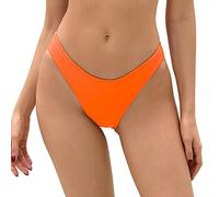 Bellecarrie Women's Cheeky Brazilian Bikini Bottoms Low Rise High Cut Swimming Women Swim Bottom, Orange, Small