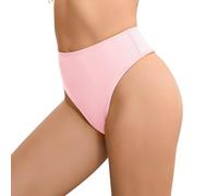 Bellecarrie Women's High Waist High Leg Thong Bikini Bottoms, pink, XXL