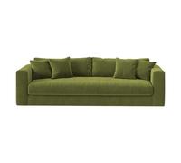 Bellechasse light 3-seater sofa in raw velvet - 240 cm Moss Green one size