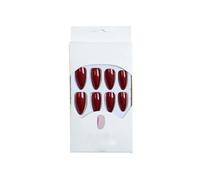 Bellecrey 30 pcs Artificial Red Press On Nails Almond Medium Glue On Fake Nails File & Glue Included French Nails Press On