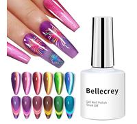 BELLECREY Cat Eye Gel Nail Polish Set 6 Colors Magnetic Cat Eye Gel Nail Polish Kit Soak Off Cat Eye Nail Gel Polish Colors Two Double Nail Style DIY Cat Eye Nail Art Manicure Salon at Home for Beauty