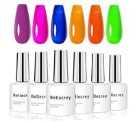 Bellecrey Gel Nail Polish Kit Macaron Colors Gel Nail Polish Set Navy Green Yellow Nail Gel Polish Kit 6PCS 7ML Spring Summer Dazzling Nail Gel Polish Colors Soak Off UV Nail Art DIY Manicure Salon