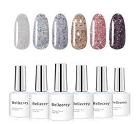 BELLECREY Gel Nail Polish Set 6 Colours Starburst Dazzle Nail Gel Polish Colors Kit Soak Off UV Nail Polish Gel Set for Home DIY Nail Art Salon at Home(Starburst Dazzle, one size)