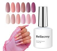 BELLECREY Pink Gel Nail Polish Set 12pcs Sweet Gel Nail Kit Soak Off Nude Pink Glitter Gel Nail Polish Kit UV Nail Gel DIY Manicure Nail Art For Beauty Gifts for Women