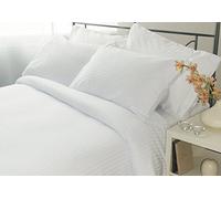 Hotel Suite Satin Stripe 540 Thread Count Duvet Cover Set Belledorm White Double