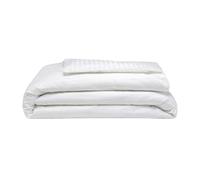 Belledorm 540 Thread Count Satin Stripe Duvet Cover Set - White - White - Double