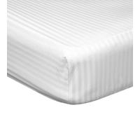 Belledorm 540 Thread Count Satin Stripe Extra Deep Fitted Sheet - White - White - Kingsize